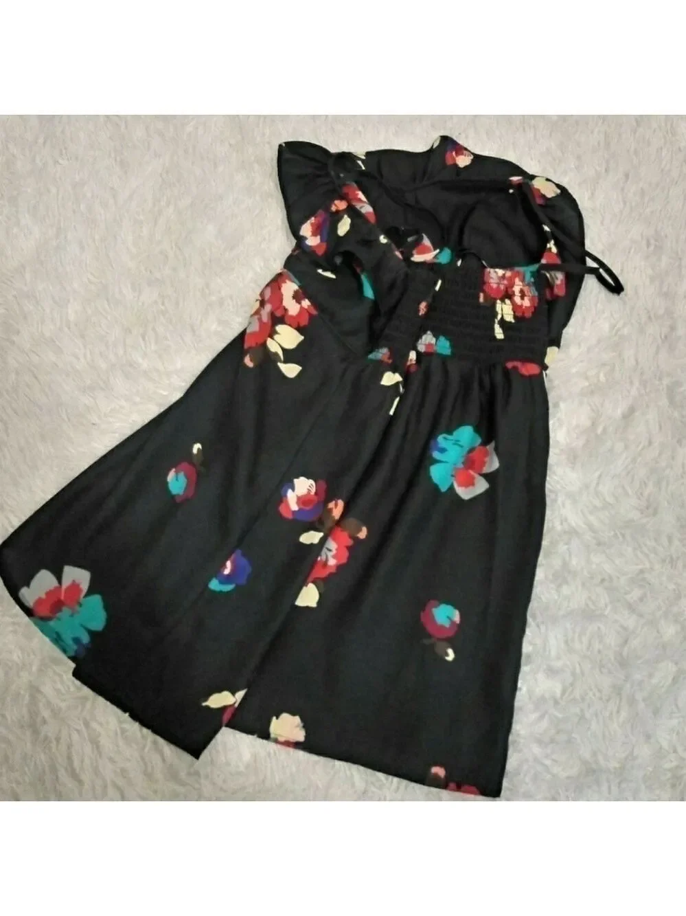 𝅺American Eagle Outfitters Floral Ruffle Spaghetti Strap Pullover Baby Doll Top
